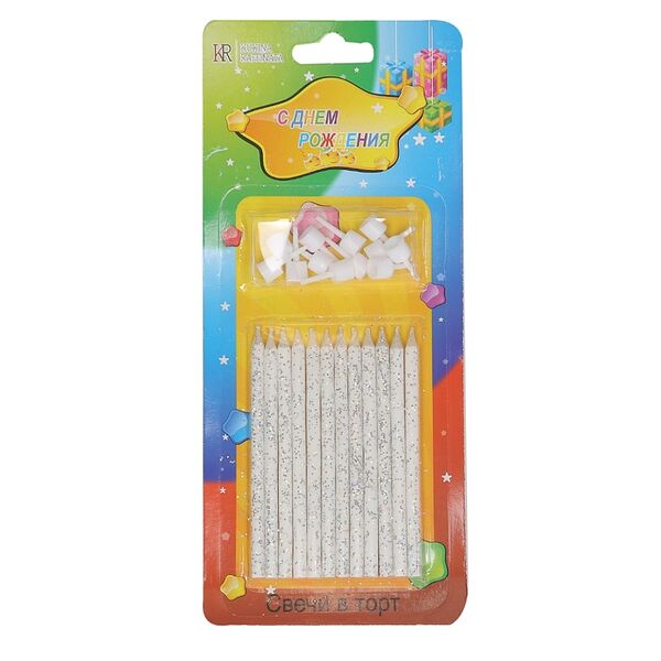 Свечи для торта Kr 5х90мм упк 12 шт Китай