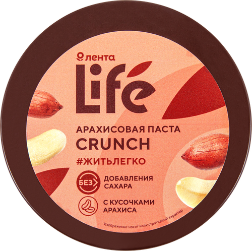 

Паста арахисовая ЛЕНТА LIFE Crunch, 250г