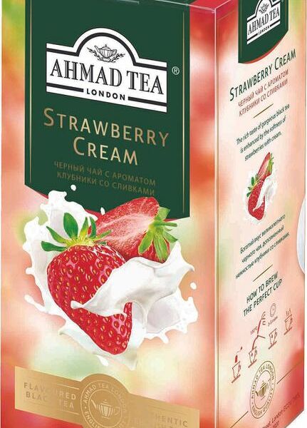 Чай черный Ahmad Tea Strawberry Cream клубника со сливками, 25 шт, 37.5г