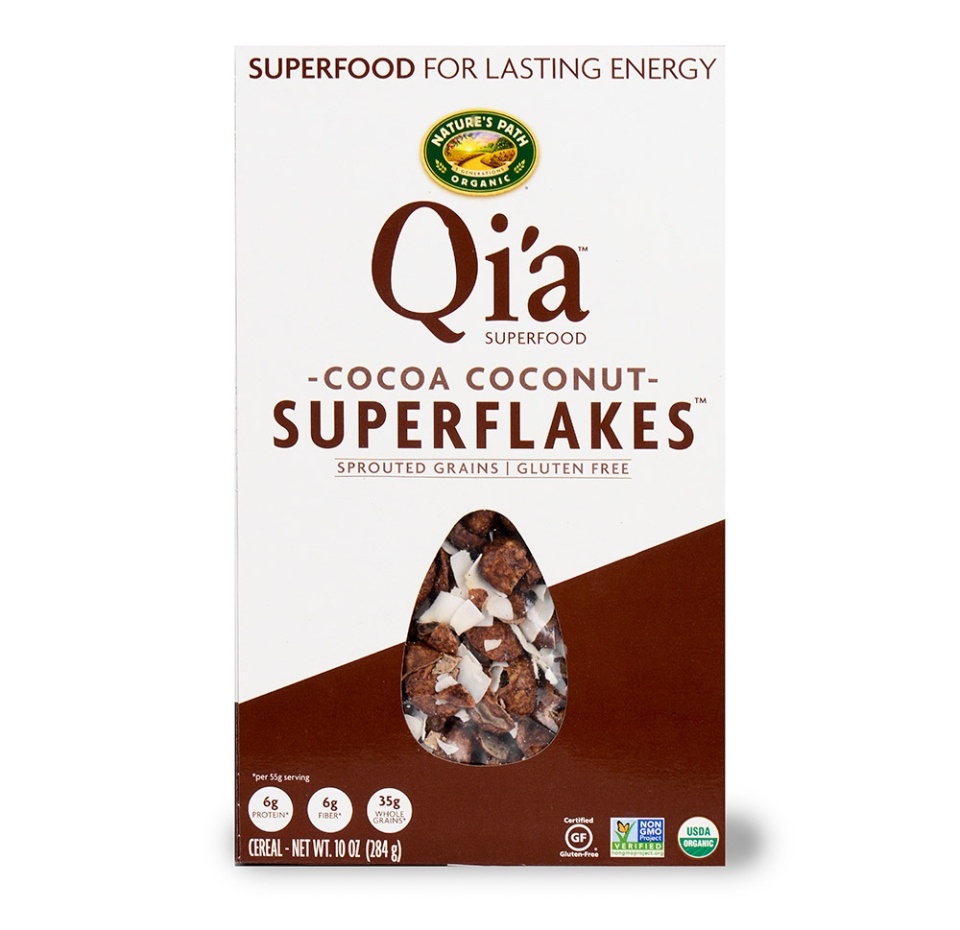 

Хлопья цельнозерновые шоколадные с кокосом (без глютена) NATURE'S PATH Qia Superfood 284 г, США