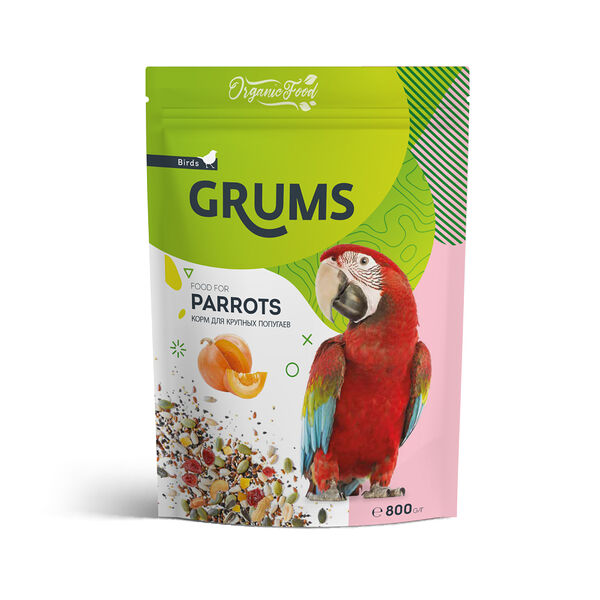 Корм GRUMS для крупных попугаев, 800 гр.