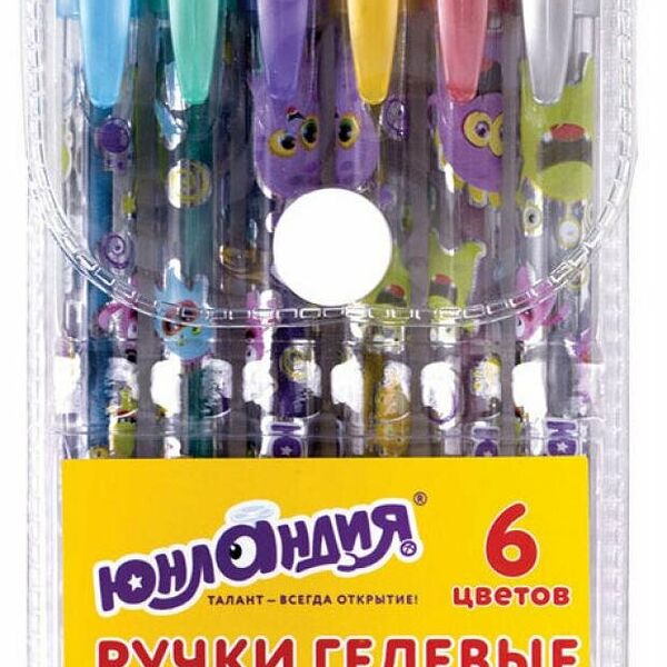 Ручки гелевые Юнландия Металлик, 6 цветов