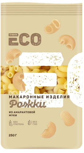 Изделия макаронные рожки Лента Ecobиз кукурузной муки с добавлением амарантовой без глютена