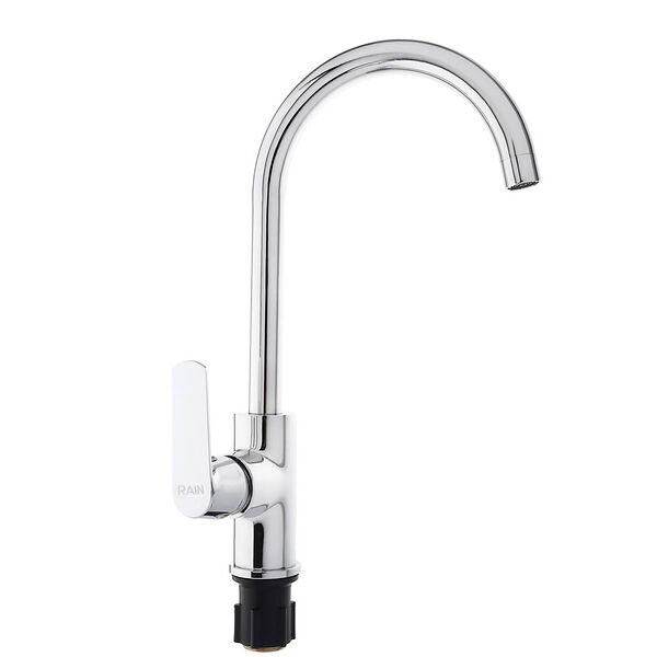 Rain смеситель для кухни лазурит, высокий излив, картридж 35мм, гайка, латунь, хром