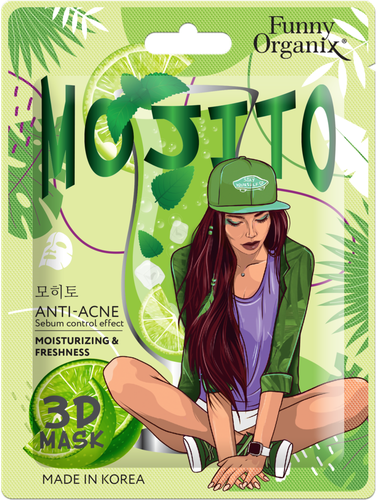 

Маска тканевая для лица Funny Organix Mojito с эффектом себорегуляции 23 г