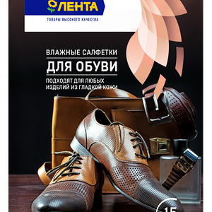 Салфетки влажные для кожаных изделий ЛЕНТА, 15 шт.