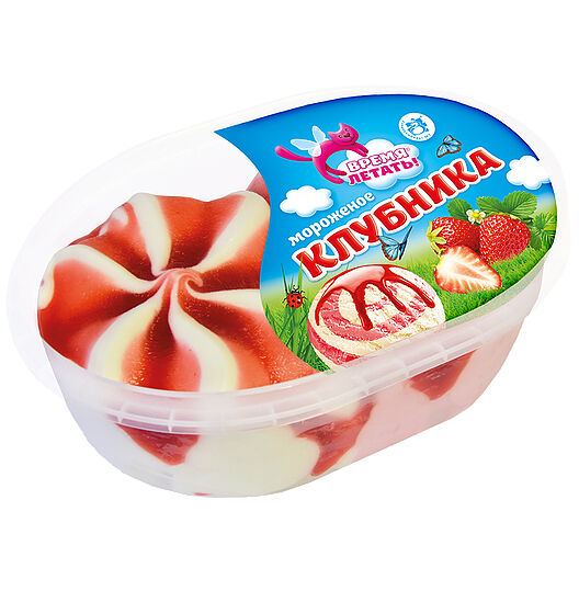 Мороженое Время летать Ванильное Клубника, 450г