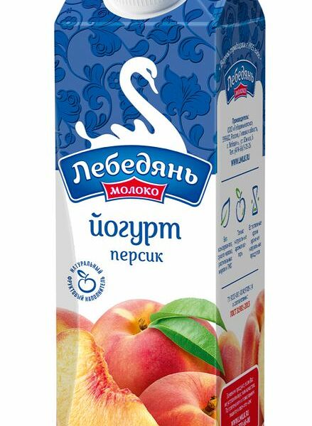 Йогурт питьевой - персик 2,5% ТМ Лебедяньмолоко, 450мл