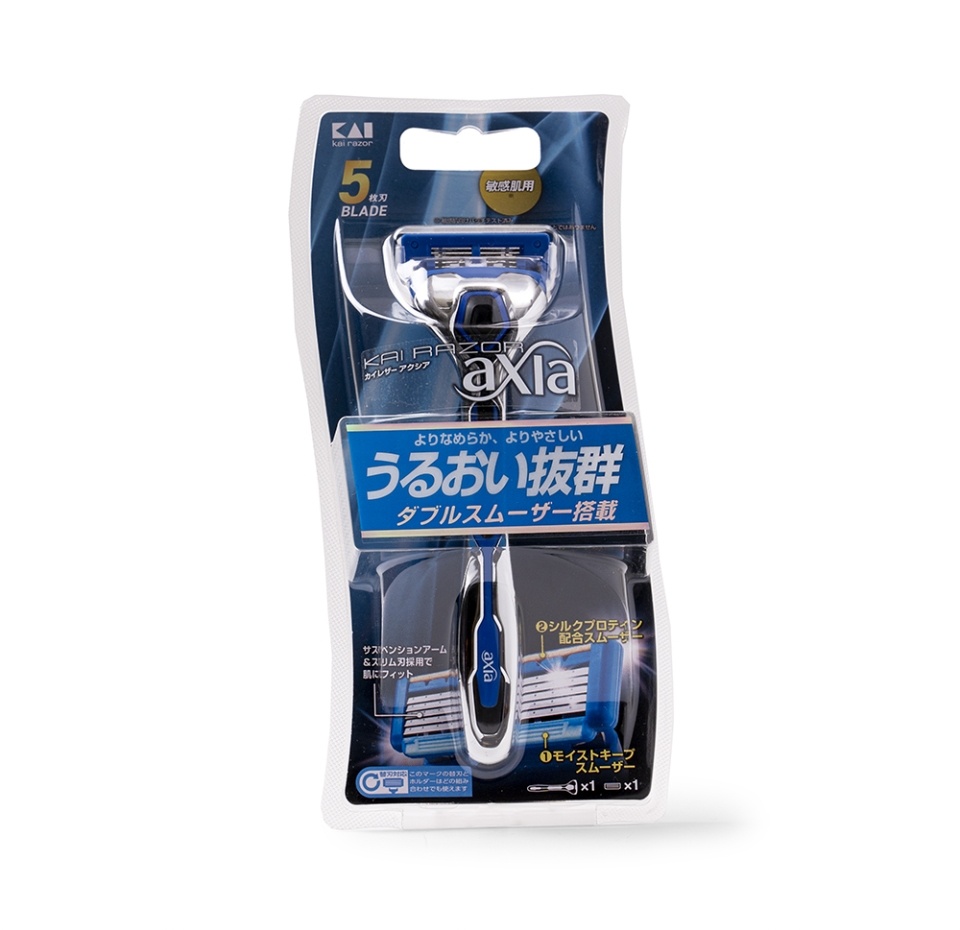 

Станок бритвенный мужской с плавающей головкой и 5 лезвиями + 1 сменное лезвие, Kai, 1 шт., Япония