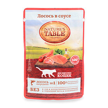 Влажный корм для взрослых кошек Nature’s Table Лосось в соусе, 85г