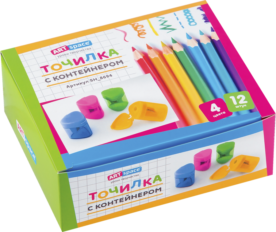

Точилка СПЕЙС пластиковая,1 отверстие,контейнер,с крышкой,ассорти