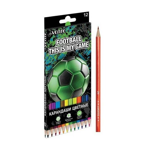 Карандаши deVENTE Football 12цв 2М шестигр карт/уп арт5022321