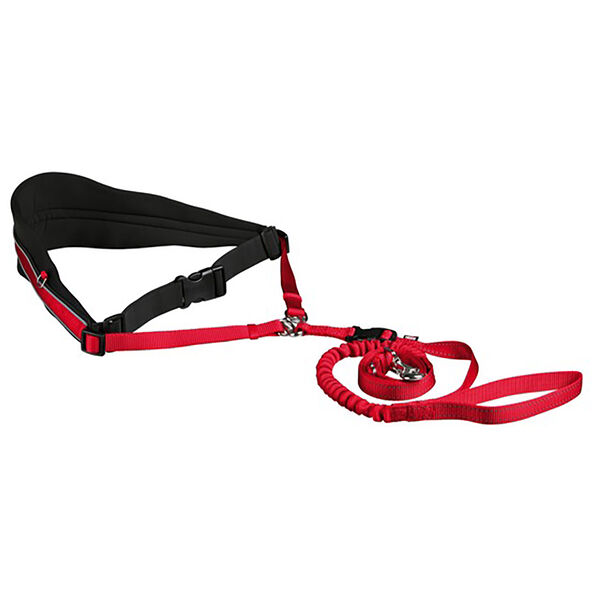 Ремень поясной с поводком для средних и крупных пород собак, красный