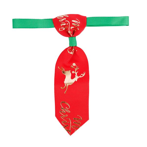 Галстук для кошек и собак красный с оленем Merry Christmas, 20-35 см