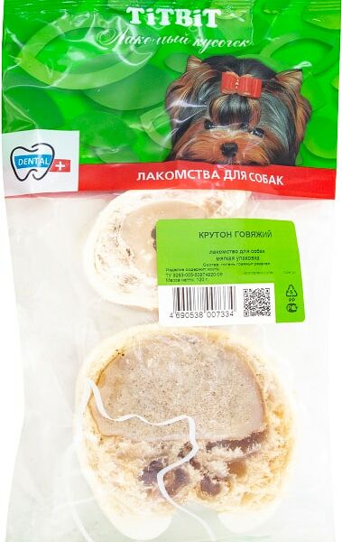Лакомство для собак TiTBiT Крутон говяжий 120г