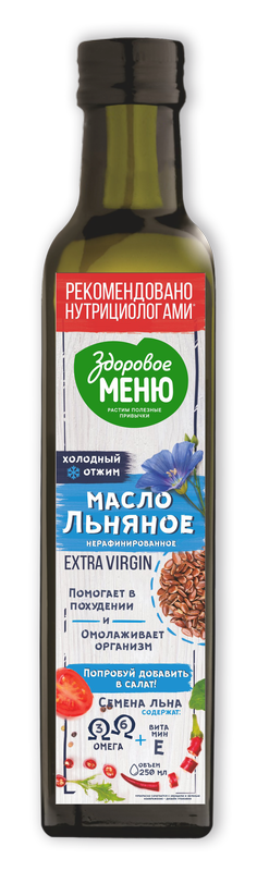 Купить Масло льняное Здоровое меню нерафинированное по низкой цене с ...
