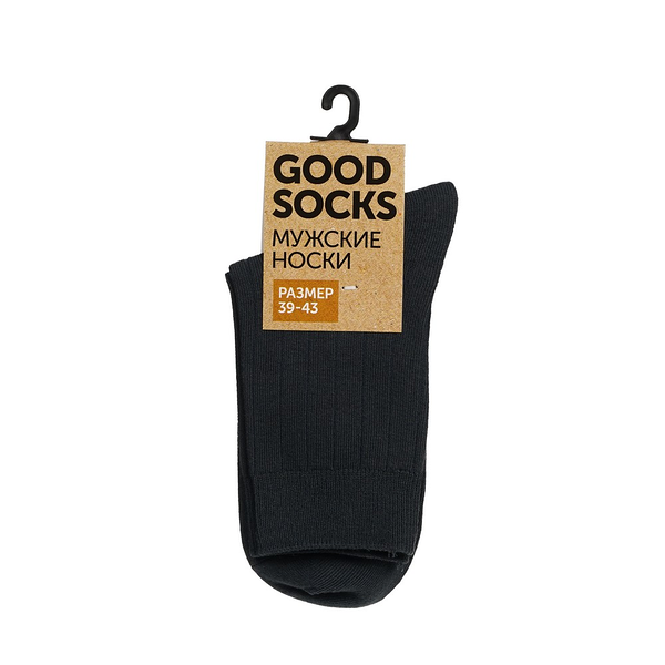 Мужские однотонные носки Good Socks Лапша Графит р.39-43