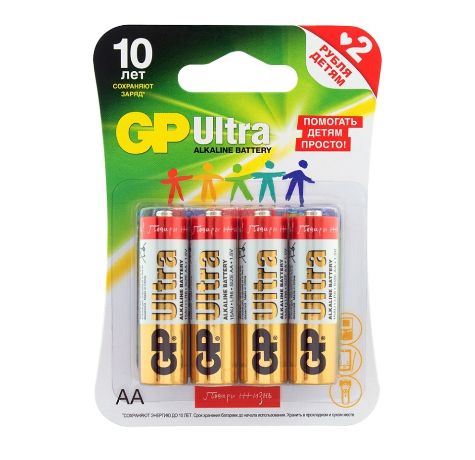 

Батарейки Ultra «Подари жизнь» AA, GP, 4 шт., Китай