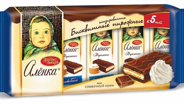 Пирожные бисквитные глазированные Алёнка вкус: сливочный крем