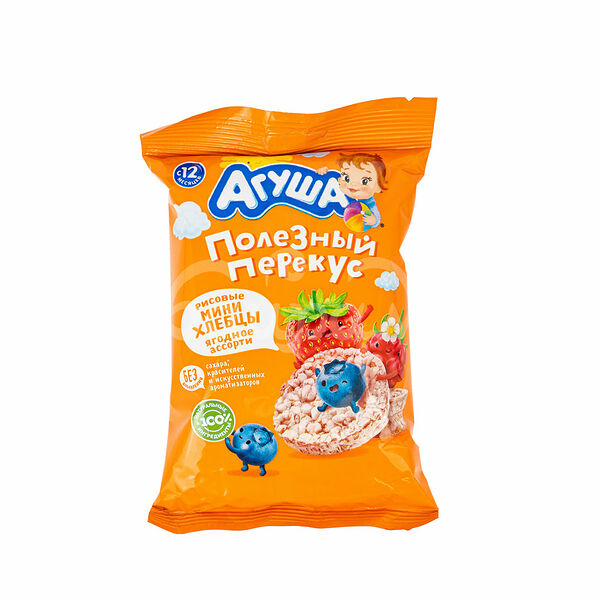 Детское питание Хлебцы мини Агуша 30гр Рисовые с Ягодным соком пакет