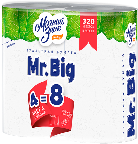 

Бумага туалетная МЯГКИЙ ЗНАК Mr.Big 2 слоя, 4шт