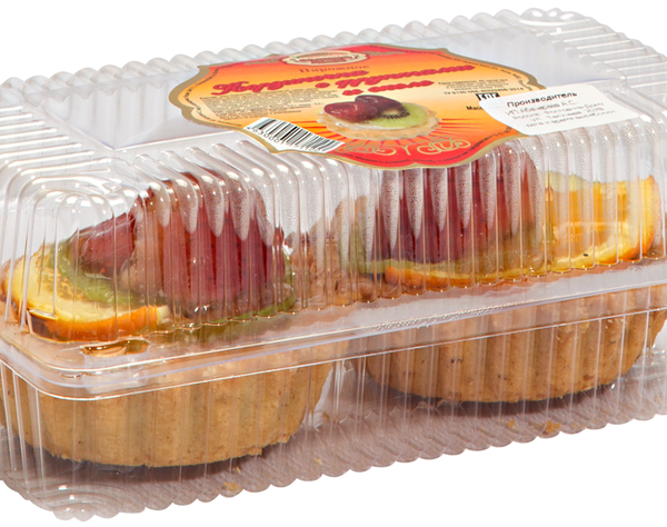 Пирожное ЗОЛОТОЙ КОЛОС Корзиночка с фруктами и желе