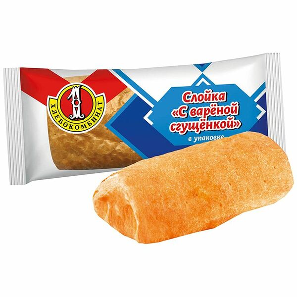 Слойка Первый Хлебокомбинат Сластена с варёной сгущёнкой, 70 г