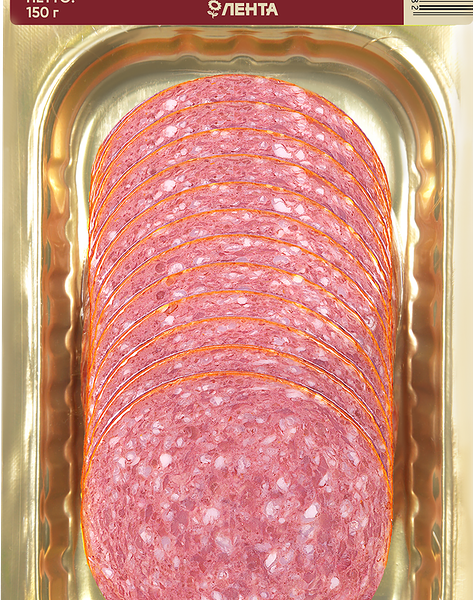 Колбаса копчено-вареная ЛЕНТА Сервелат Зернистый, нарезка