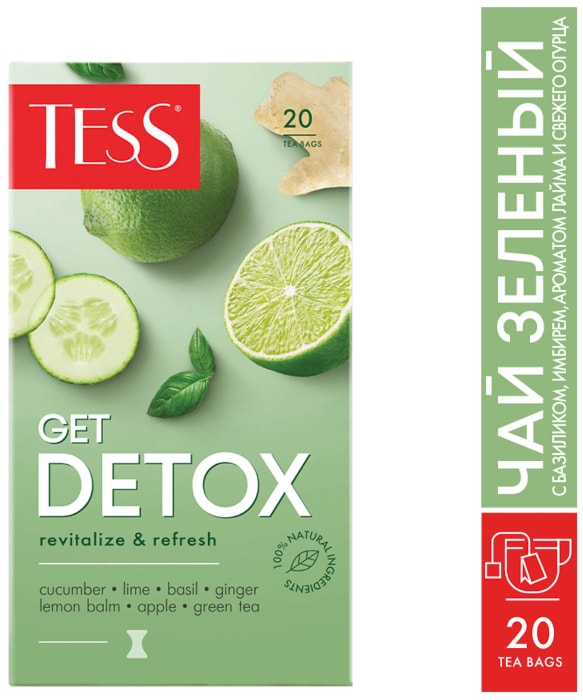 

Чай зеленый Tess Get Detox Revitalize&Refresh в пакетиках 20 шт x 1.5 г 30 г