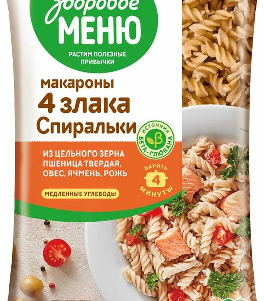 Макароны Здоровое меню 4 Злака Спиралька