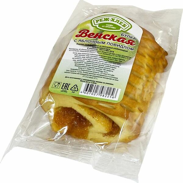 Булка Реж-хлеб Венская с яблочным повидлом