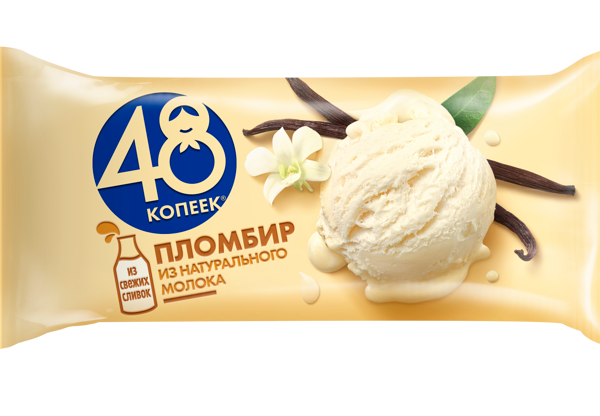 Мороженое 48 Копеек пломбир ванильное, брикет