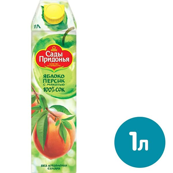 Сок Сады Придонья Яблоко-персик с мякотью 1л
