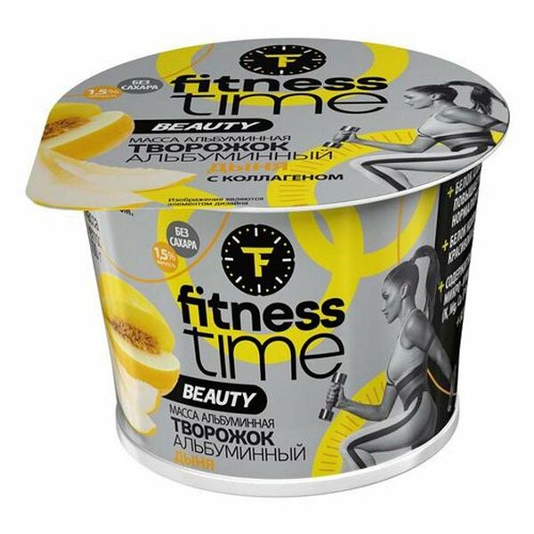 Творожок Fitness Time Альбуминный со вкусом дыни с коллагеном 1.5%