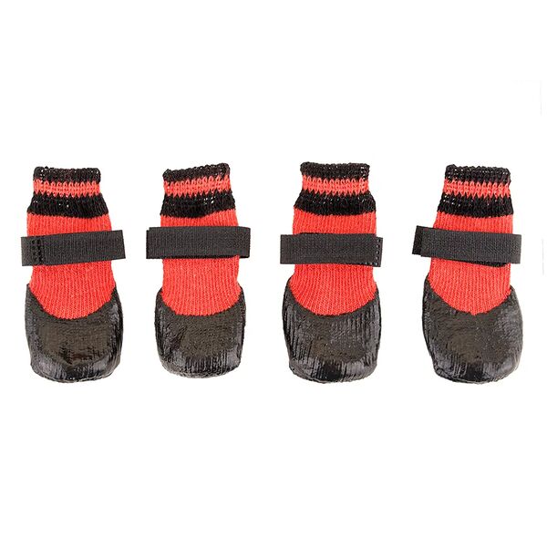 Носки с прорезиненной подошвой для собак 3XS красные (унисекс)
