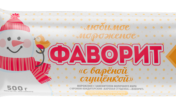 Мороженое ФАВОРИТ Любимое мороженое с кремом вареная сгущенка 5%, с змж, пакет