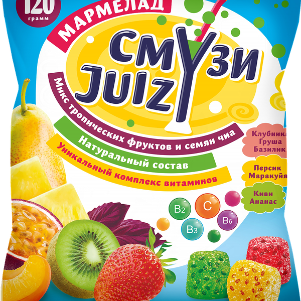 Мармелад КОНДИТЕР ПРОФИ Смузи Juizy, микс, с семенами чиа и витаминами, 120г