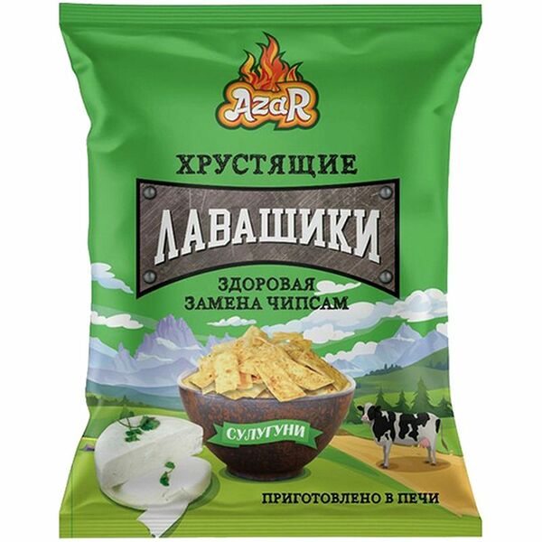 Лавашики Azar хрустящие со вкусом сметаны с луком, 90г