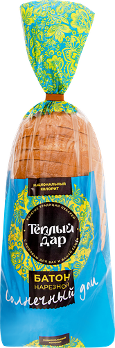Батон ТЕПЛЫЙ ДАР Солнечный дом, высший сорт, в нарезке, 400г