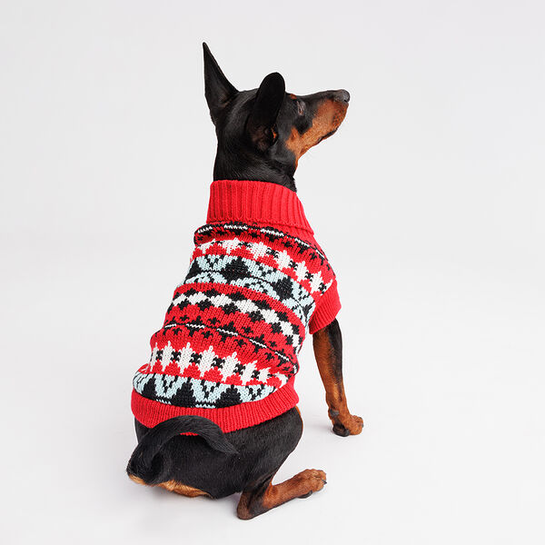 Свитер с узором для собак, 35 см, красный