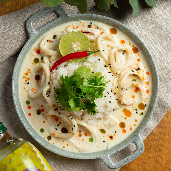 Кальмар в лаймовом соусе с рисом