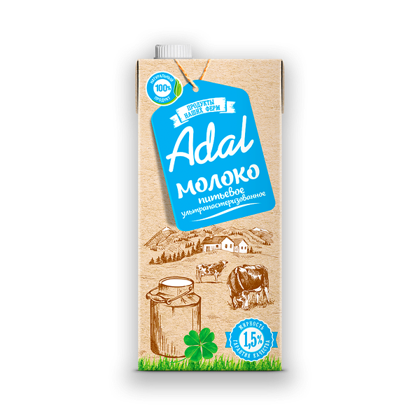 Молоко Adal Продукты Наших Ферм ультрапастеризованное 1.5% 925 мл