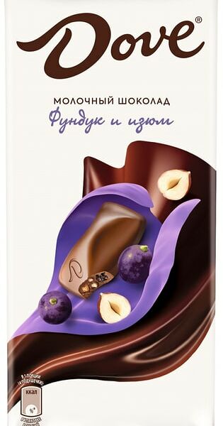 Шоколад Dove Молочный Фундук-Изюм 90г