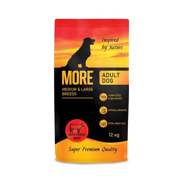 Корм для собак MORE для средних и крупных пород, с говядиной сух. 12кг
