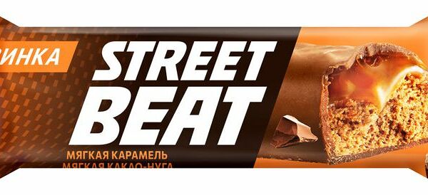Батончик Street Beat с мягкой какао-нугой и мягкой карамелью в молочном шоколаде 45г