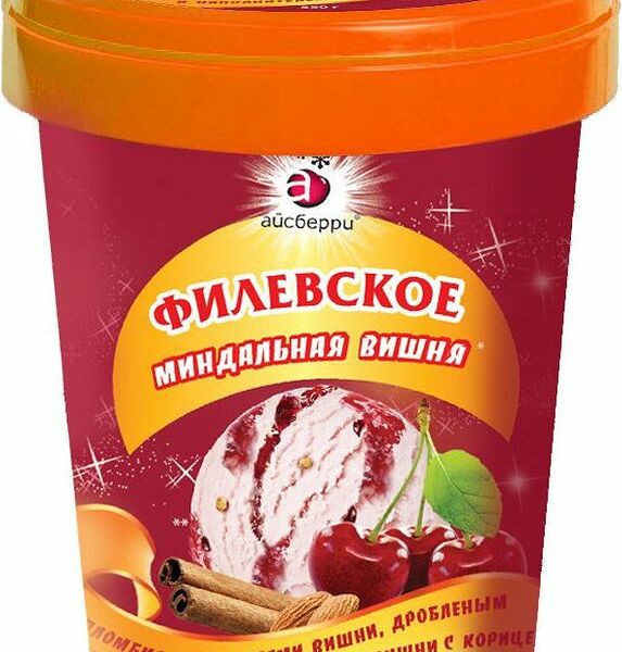 Пломбир Филевское Миндальная вишня 12% 550г