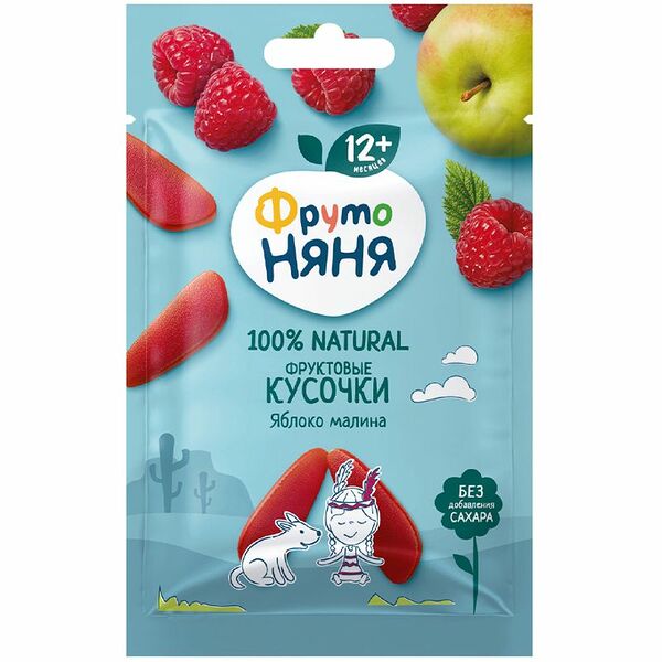 Фруктовые кусочки ФрутоНяня Яблоко Малина, 15г