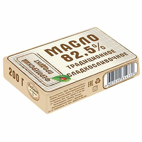 Масло сливочное Фермерский Продукт Традиционное 82.5% 200 г