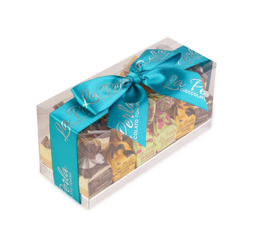 

Шоколадные конфеты La Perla Ассорти из трюфелей тирамису, солёная карамель, фисташка и малина 260 г