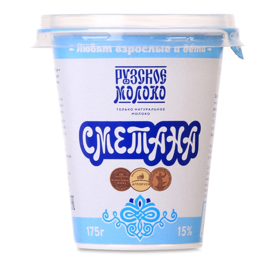 

Сметана Рузское молоко 15% 175 г